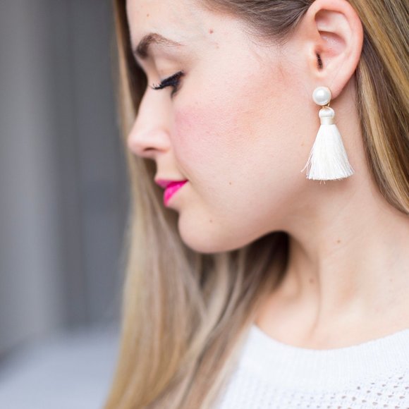 Pearl Tassel Earrings Ivory - Picture 2 of 3